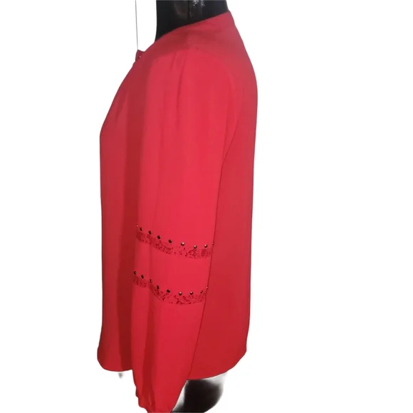 Le Chateau Red Button Front Blouse S - Picture 4 of 6